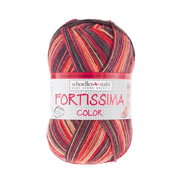 Пряжа Austermann (Аустерманн) Fortissima Socka 4-fach color / уп.5 мот. по 100 г, 420м, лава