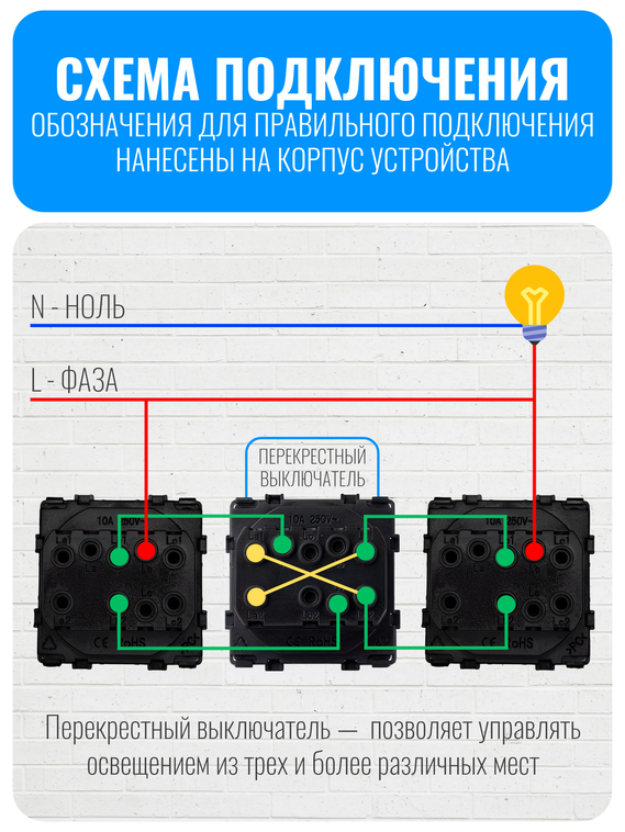 Выключатель перекрестный Smart Aura серия Classic без рамки