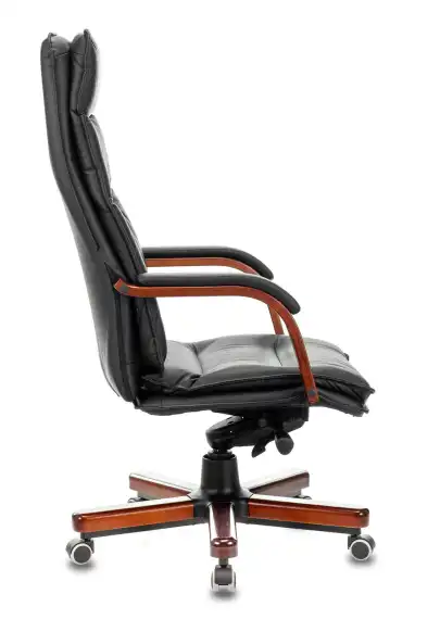 Кресло руководителя Бюрократ T-9927WALNUT черный кожа крестов. металл/дерево