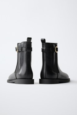 ZARA БОТИНКИ С ПРЯЖКОЙ, ЧЕРНЫЙ