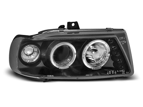 Передние фары Seat Cordoba 1/Ibiza 2/VW Polo 3 angel eyes black