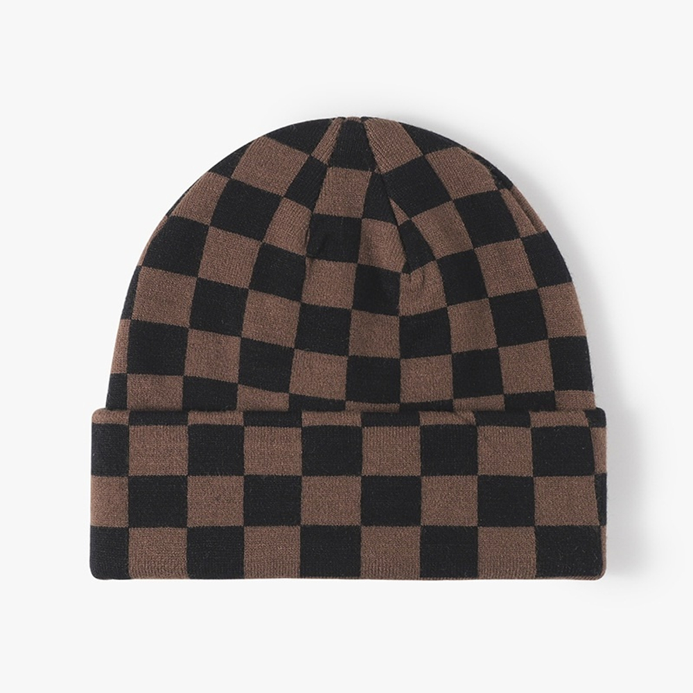 Шапка STUFF "Checker" Коричневый