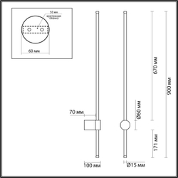 5677/12WL LEDIO LN26 440 чёрный Настенный светильник LED 13W 3000K  220V BRAM