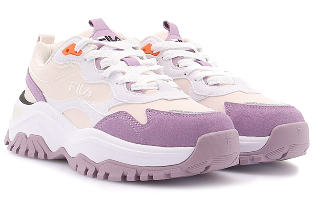 FILA Fashion Sneakers Transpose Synthetic Leather Low top Chunky Sneakers Women"s Beige Purple