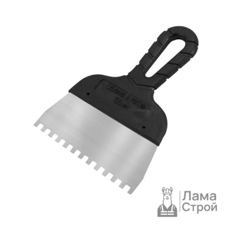 Шпатель с черной ручкой нерж.сталь 200 мм, зуб 8 × 8 мм