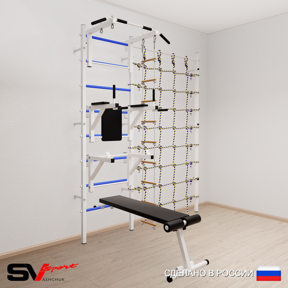 Шведская стенка Sv Sport усиленная 6920 (Турник стандарт/Брусья/Стойка/Скамья/Лестница/Канатный лаз)