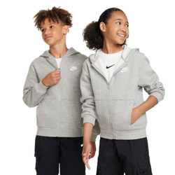 Детская теннисная куртка Nike Club Fleece Full-Zip - dark grey heather/white