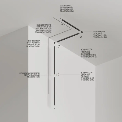 Шинопровод 2м Radity встраиваемый черный, TRA084MP-12B. TM Maytoni