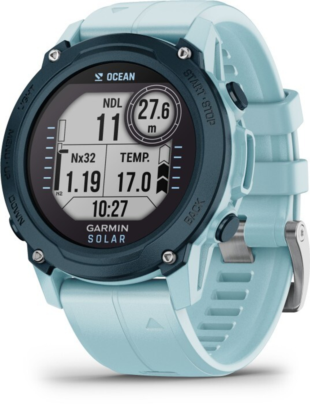 Часы для дайвинга Garmin Descent G1 Solar Ocean Edition лазурного цвета, 010-02604-04