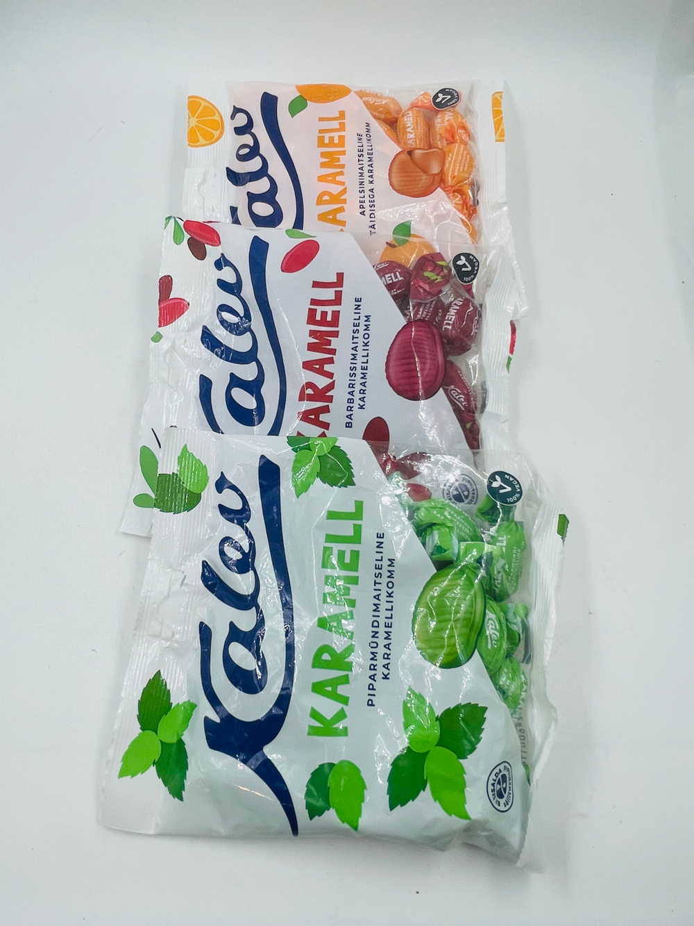 Карамель Kalev набор из 3 вкусов: мята/барбарис/апельсин, 3 уп. по 120 г (Эстония)