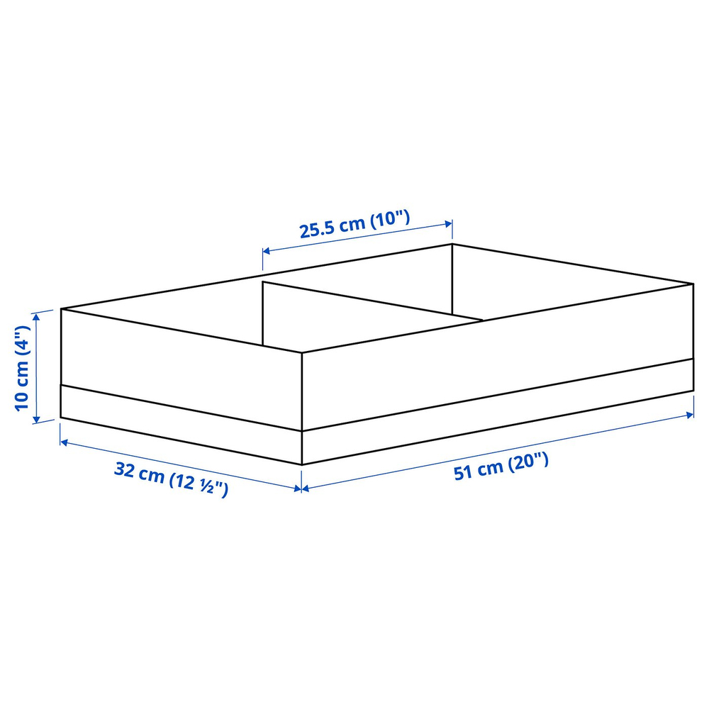 IKEA STUK  (ИКЕА СТУК)  -  Коробка с перегородками - белая/чёрная 32x51x10 см