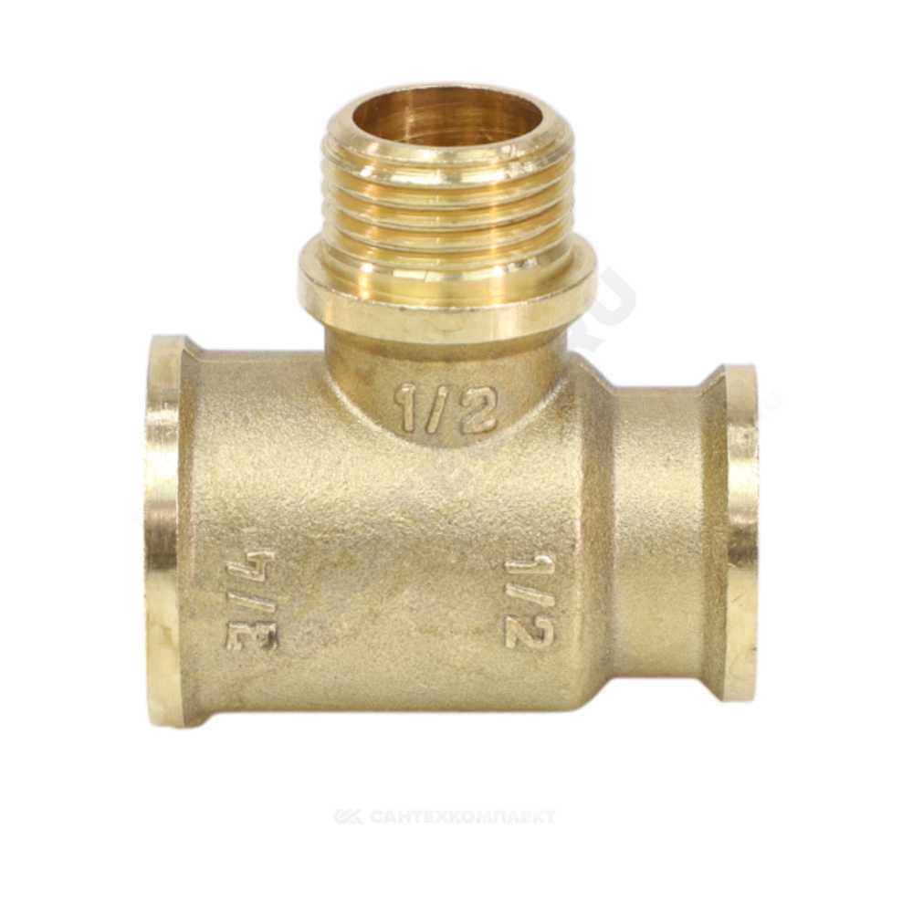 Тройник латунь переходной Ду 20х15х20 (3/4"х1/2"х3/4") ВР/НР/ВР VALFEX VF.132.L.034.012.034
