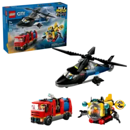 Конструктор LEGO City 60462 Вертолет, пожарная машина и подводная лодка