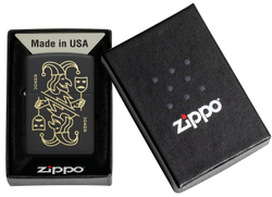 Зажигалка ZIPPO Masked Joker Design с покрытием Black Matte, латунь/сталь, черная, 38x13x57 мм, шт