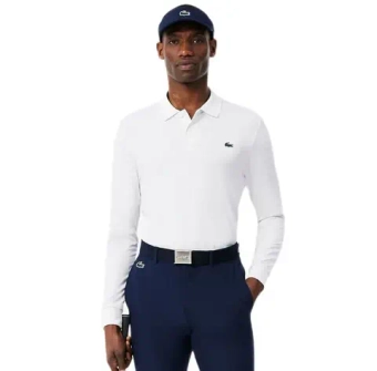 Мужская теннисная футболка с длинным рукавом Lacoste Regular Fit Ultra Dry Long Sleeved Golf - white