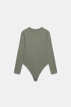 ZARA БОДИ С ДЛИННЫМИ РУКАВАМИ, ЗЕЛЕНЫЙ/СЕРЫЙ