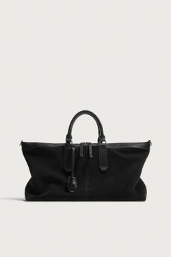 ZARA КОЖАНАЯ ДОРОЖНАЯ СУМКА, ЧЕРНЫЙ