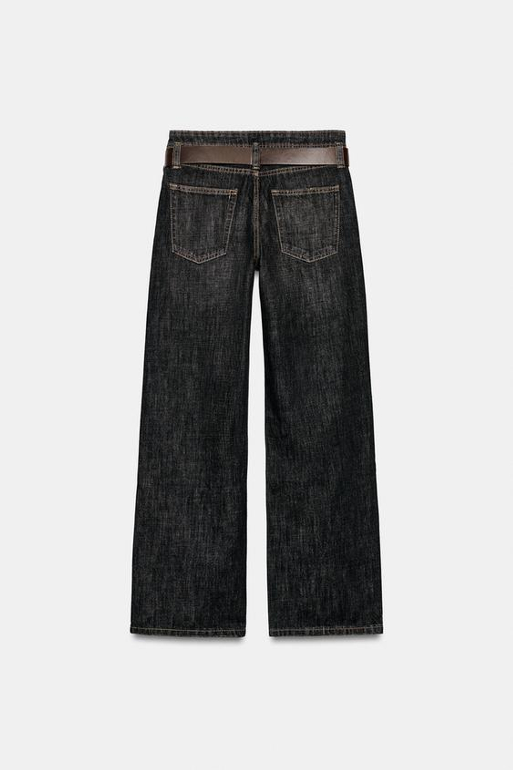 ZARA ДЖИНСЫ Z1975 STRAIGHT СО СРЕДНЕЙ ПОСАДКОЙ И ПОЯСОМ, ТЕМНО-СЕРЫЙ