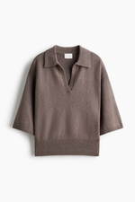 Тонкий трикотажный топ-поло — открытый воротник - H&M