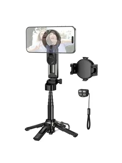 Монопод для селфи Hoco K27 Pro 2в1 мини магнитный+зажим квадропод с пультом BT черный