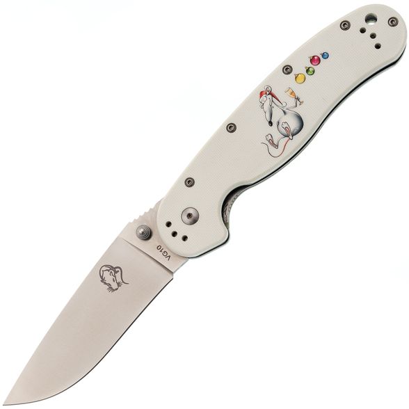 Цена наСкладной нож Steelclaw Крыса Limited Edition 1 Rat White, сталь VG-10, рукоять G-10 белая