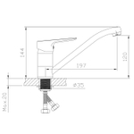 Смеситель для кухни 35k MIXLINE МЛ14-03(ML14-03) б/отв п/гайку (без подводки)