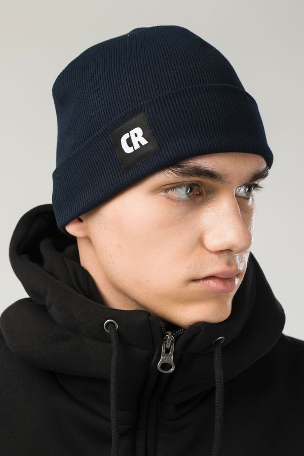 Шапка Двуслойная Fat Beanie Синяя Чернильная - фото 2
