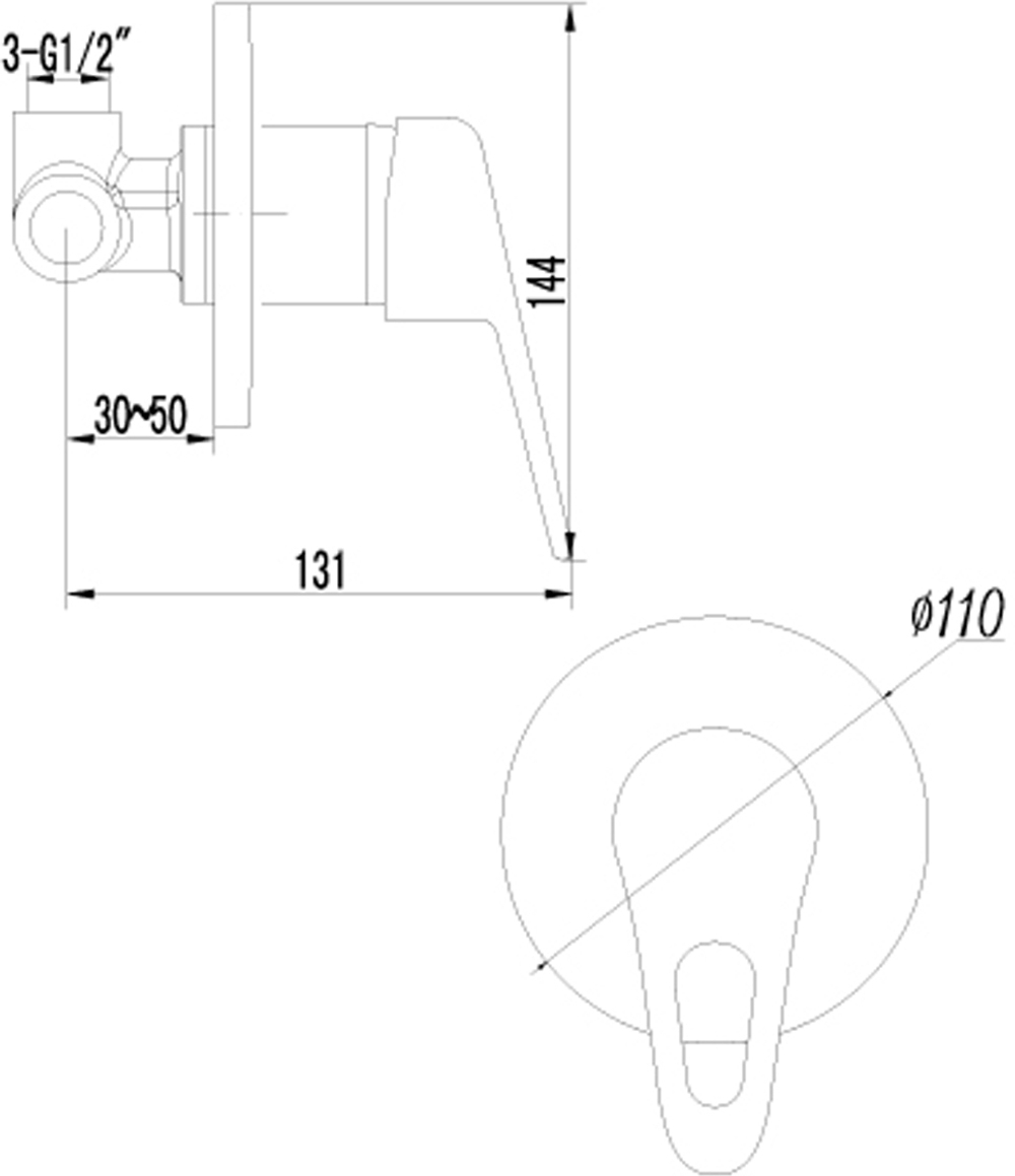 Смеситель Lemark Luna LM4123C для душа, встраиваемый