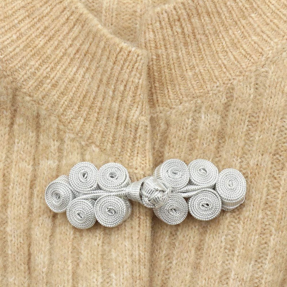 Сутажная застежка 8 см, серебро, NO.2, 5 шт