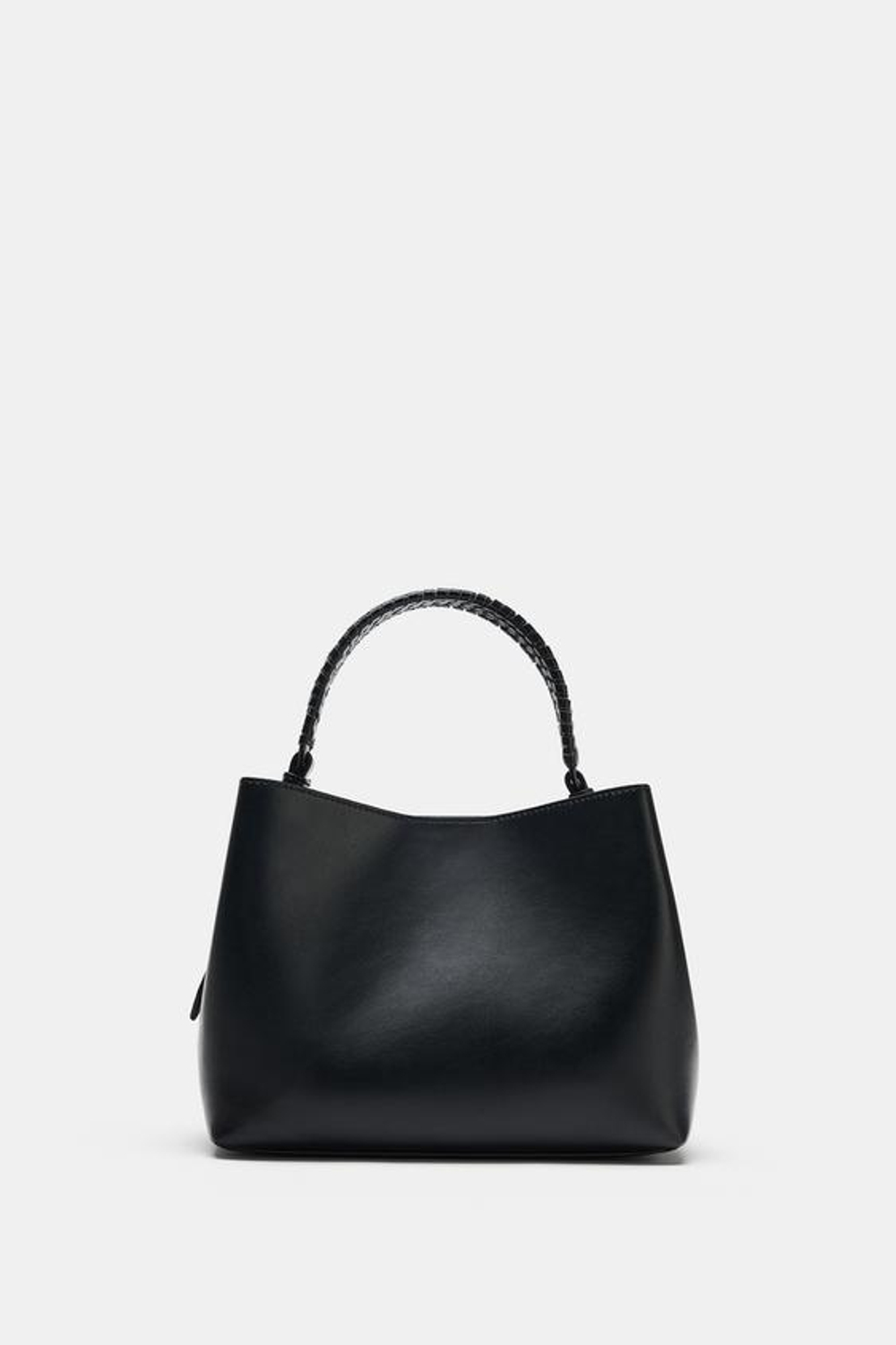 ZARA СУМКА С ПЛЕТЕНОЙ РУЧКОЙ, ЧЕРНЫЙ