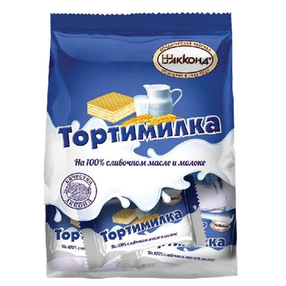 Вафли АККОНД "Тортимилка" со сливочной сбивной начинкой, 250 г