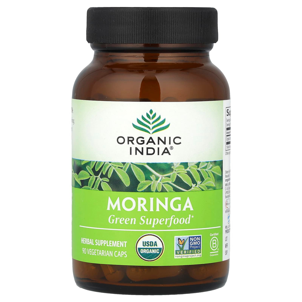 Organic India, моринга, 90 вегетарианских капсул (350 мг в 1 капсуле)