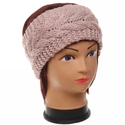 Повязка на голову теплая «Winter fashion - Косичка», микс 6 цветов, 10*20см (черный, молочный, кофейный, серый, бордовый и пудровый)