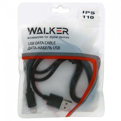 Кабель USB "WALKER" C110, Lightning, в пакете, черный