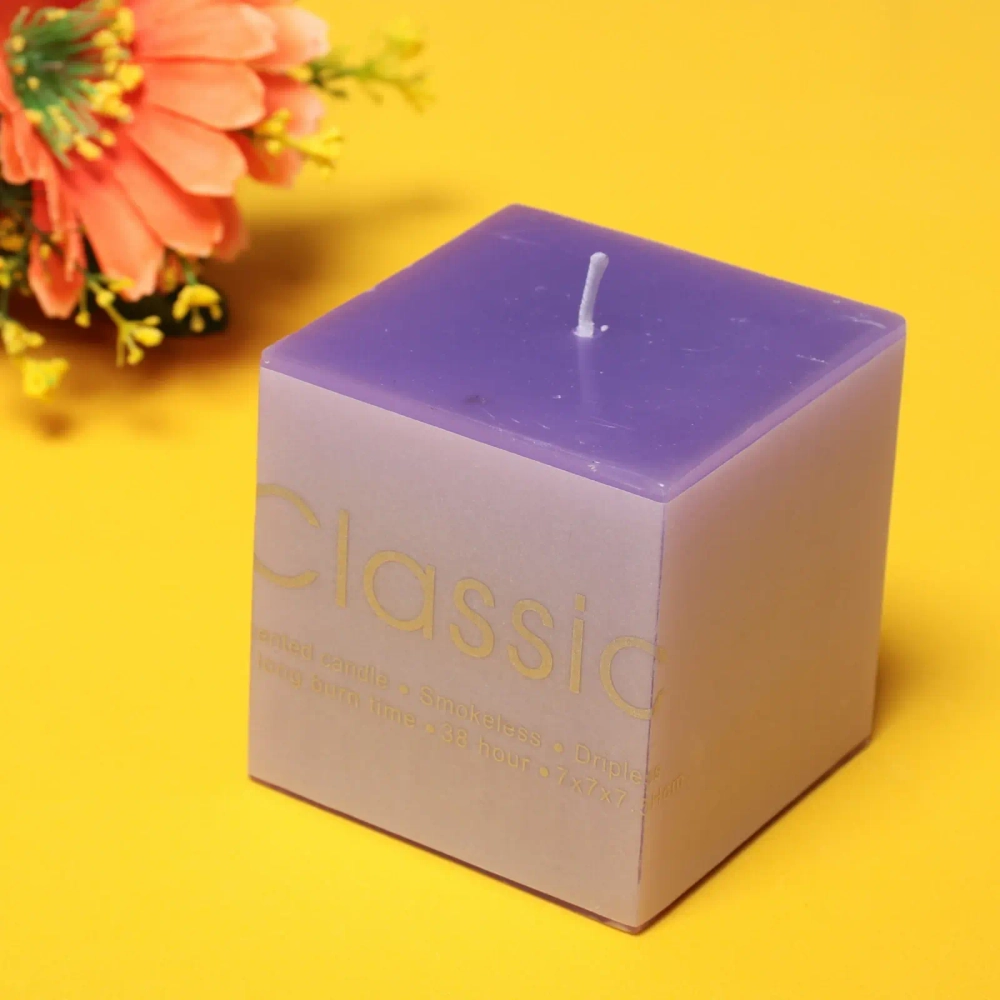 Свеча «Classic» 7*7*7,5см цвет лавандовый ZD-131