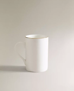 ZARA HOME ФАРФОРОВАЯ КРУЖКА С ЗОЛОТОЙ КАЙМОЙ, ЗОЛОТИСТЫЙ