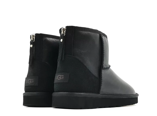 Mens Mini Zip Metallic Black