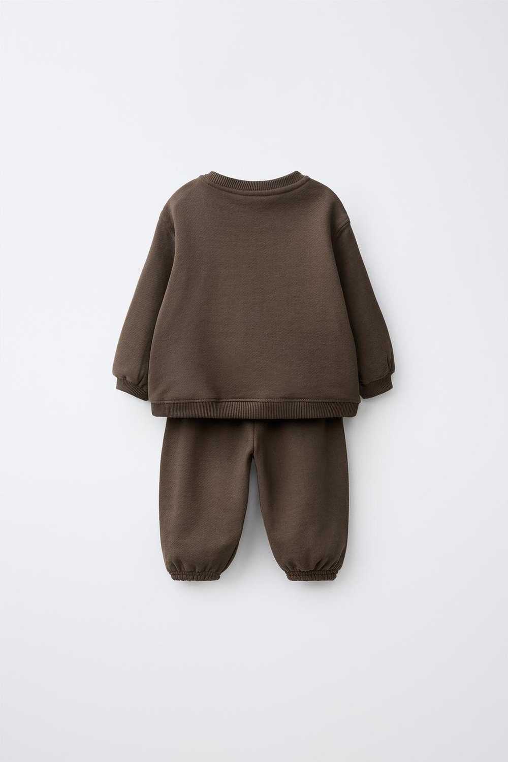 ZARA КОМПЛЕКТ ИЗ ТОЛСТОВКИ И БРЮК С МИШКОЙ, КОРИЧНЕВЫЙ