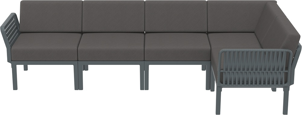 Комплект пластиковой мебели Siesta Contract Portofino Lounge Corner, темно-серый, темно-серый