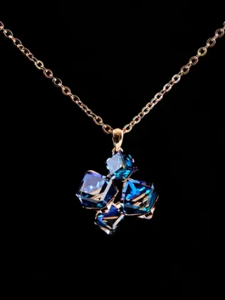 Подвеска-ромб Мираж с синими кубиками Swarovski