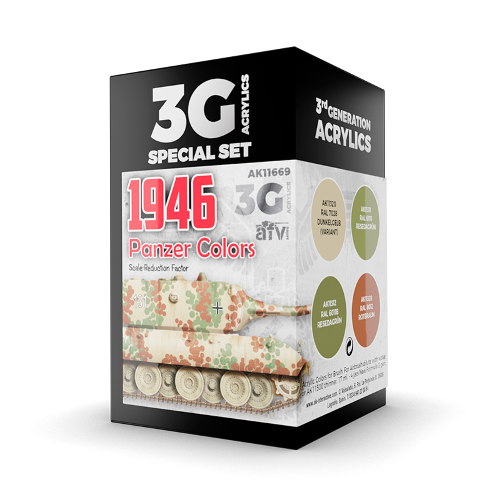 Набор красок AK Interactive 1946 Panzer Colors Set 3G, 4 краски