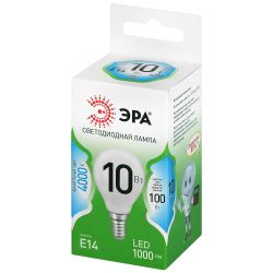 Лампа светодиодная ЭРА GREEN LINE LED P45-10W-840-E14 GL 10Вт шар яркий белый свет E14 | Лампы cветодиодные Шар (G/P)