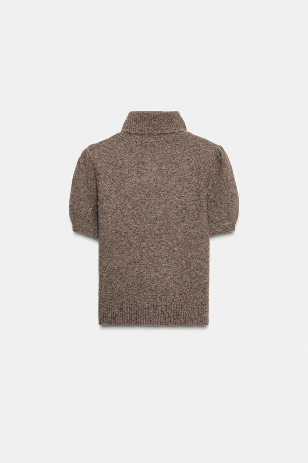 ZARA ДЖЕМПЕР С КОРОТКИМИ ОБЪЕМНЫМИ РУКАВАМИ, СЕРОВАТО-КОРИЧНЕВЫЙ