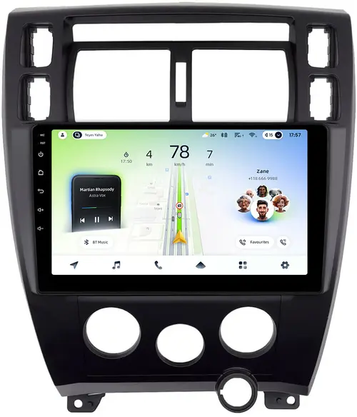 Магнитола для Hyundai Tucson 1 2004-2009 (рамка черная) - Teyes CC4L-DTS монитор 10.1" IPS, Android 14, Быстрая, Snapdragon 662, CarPlay, 4G SIM-слот