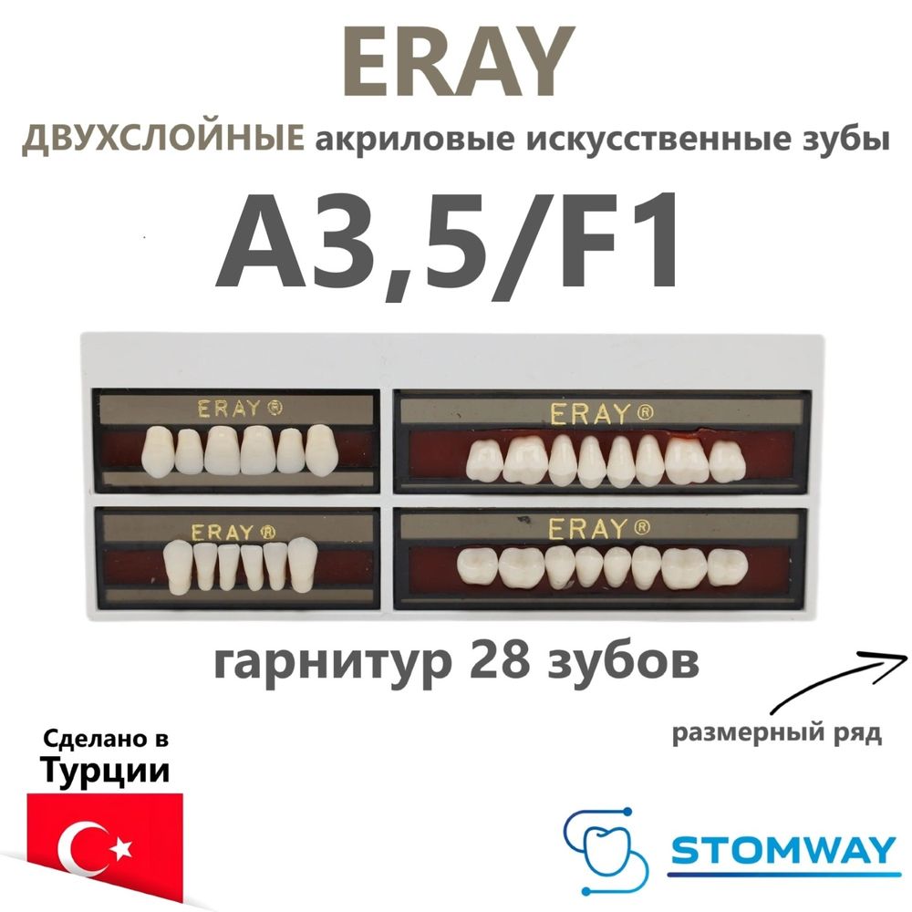 Eray (гарнитур 28 зубов, A3,5/F1) зубы искусственные акриловые двухслойные