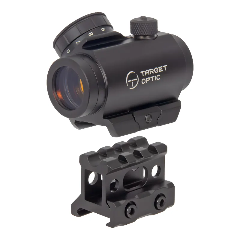 Коллиматор Target Optic 1x20, Weaver, красная марка, точка 2 MOA, проставка - прицел и высокий кронштейн