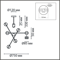 8241/6C COMFI LN26 244 белый/хром, металл Люстра потолочная LED GX53 6*7W 220V KARINA