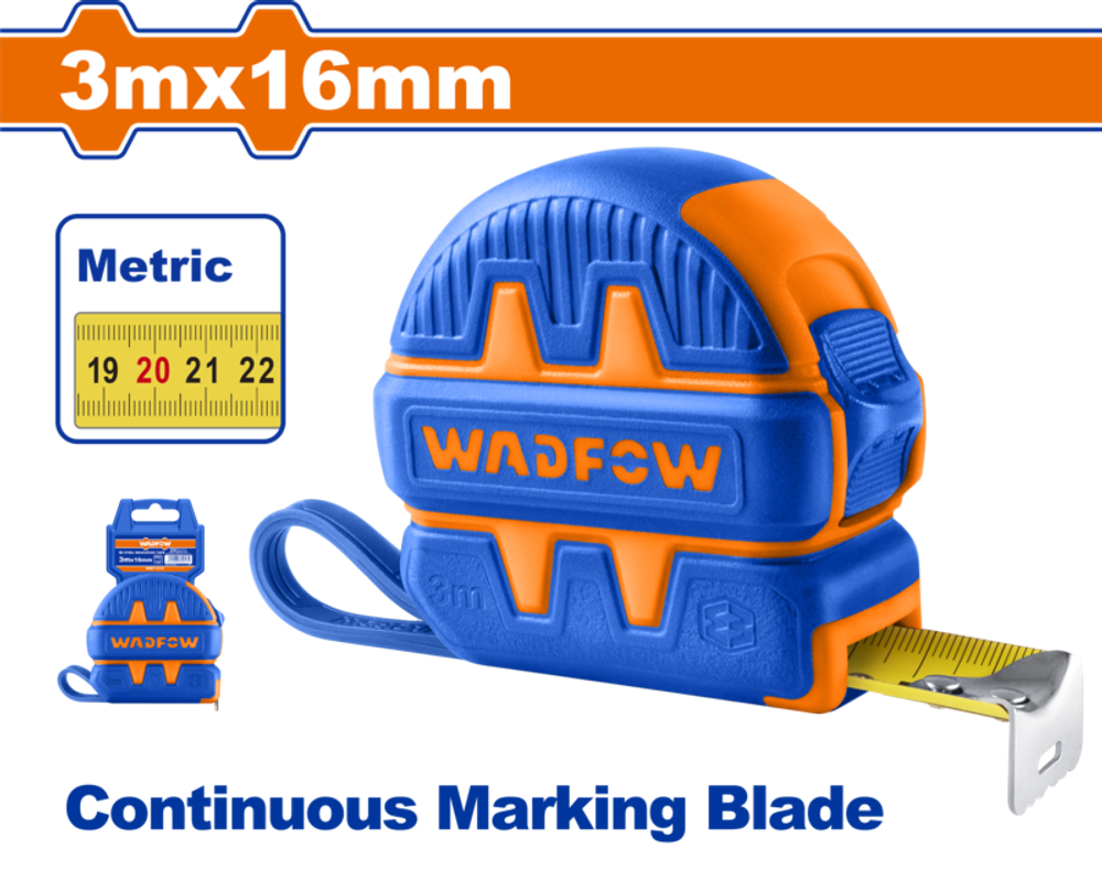 Рулетка 3м х 16мм (12/60) WADFOW WMT1211