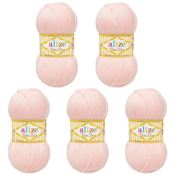 Пряжа Alize (Ализе) Baby Best / уп.5 мот. по 100 г, 240м, 184 розовая пудра A