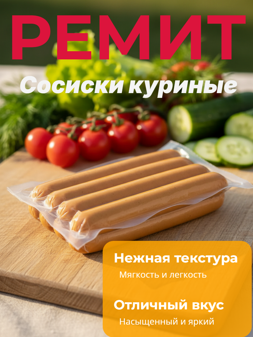 Сосиски куриные Сочные в/у "Ремит" 750 гр*12 (Россия)